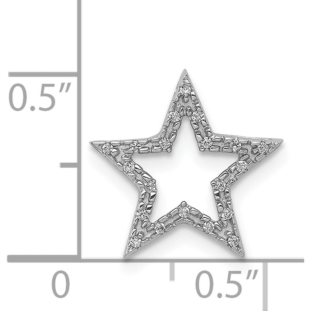 14K White Gold Small Diamond Star Chain Slide Pendant with 20 Round Diamonds - 0.05 Carat Total Diamond Weight by Oro Pregiato