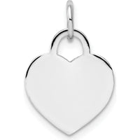14K White Gold Small Engravable Heart Pendant - Personalized Charm with Polished Finish by Oro Pregiato