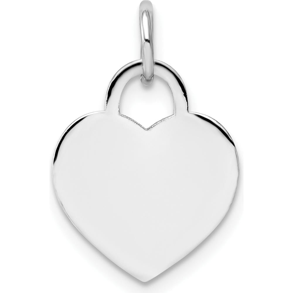 14K White Gold Small Engravable Heart Pendant - Personalized Charm with Polished Finish by Oro Pregiato