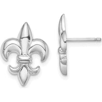14K White Gold Small Fleur-De-Lis Post Earrings by 0