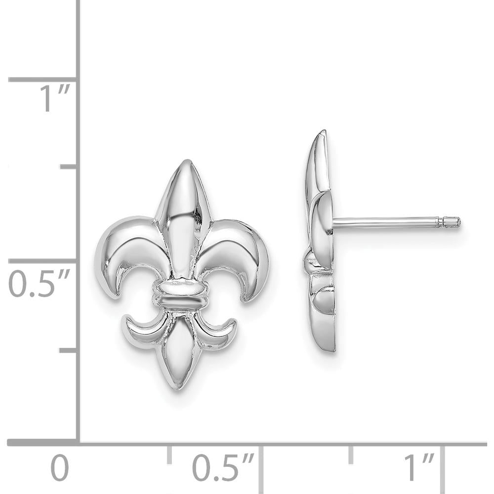 14K White Gold Small Fleur-De-Lis Post Earrings by 0
