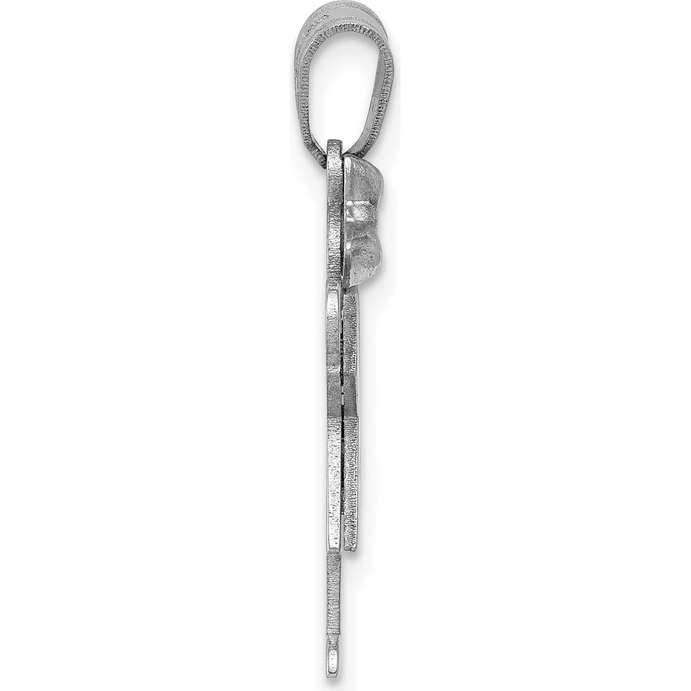 14K White Gold Small Girl with Bow on Left Diamond Love Charm - 0.015 Carat Diamond by Oro Pregiato
