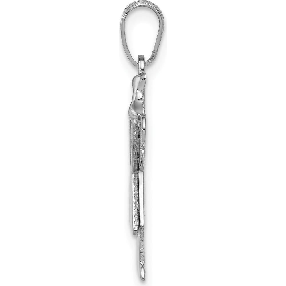 14K White Gold Small Girl with Ruffles and Bow Engravable Love Charm Pendant by Oro Pregiato