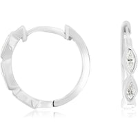 14K White Gold Small Hoop Earrings with Bezel Set Marquise Cut Diamonds - 0.50 Carat Total Diamond Weight - Royal Jewelry