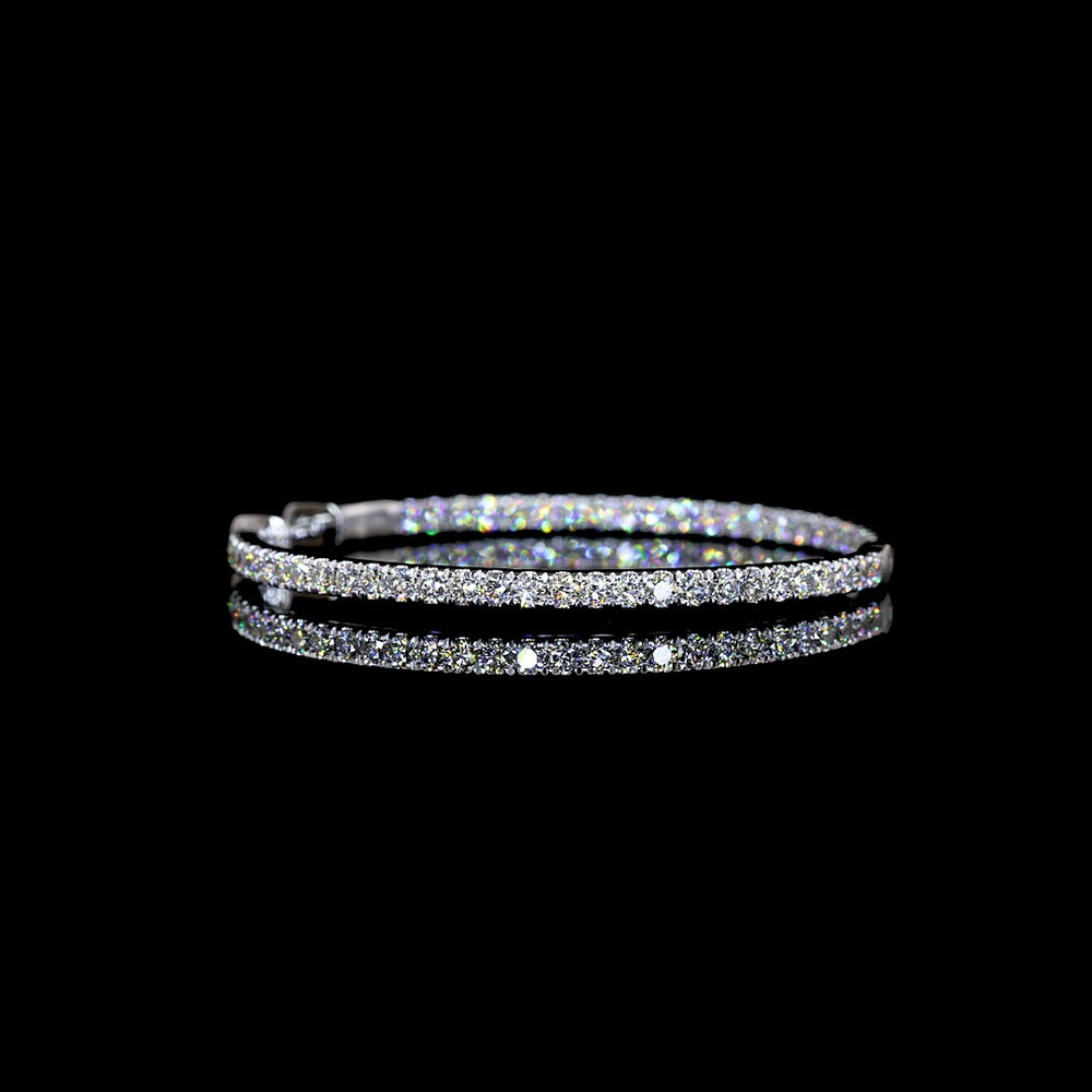 14K White Gold Small Hoop Earrings with Pavé Micro Set Round Lab Diamonds - 1.01 Carats Total Diamond Weight - Covaloro Fine Jewelry