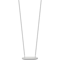 14K White Gold Small Oblong Bar Necklace - Polished Finish, Customizable Engravable Pendant by Oro Pregiato