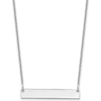 14K White Gold Small Polished Blank Bar Necklace - Personalized, 18-inch Cable Chain by Oro Pregiato