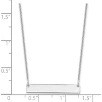 14K White Gold Small Polished Blank Bar Necklace - Personalized, 18-inch Cable Chain by Oro Pregiato