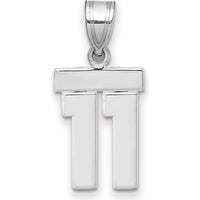 14K White Gold Small Polished Number 11 Charm Pendant by Oro Pregiato
