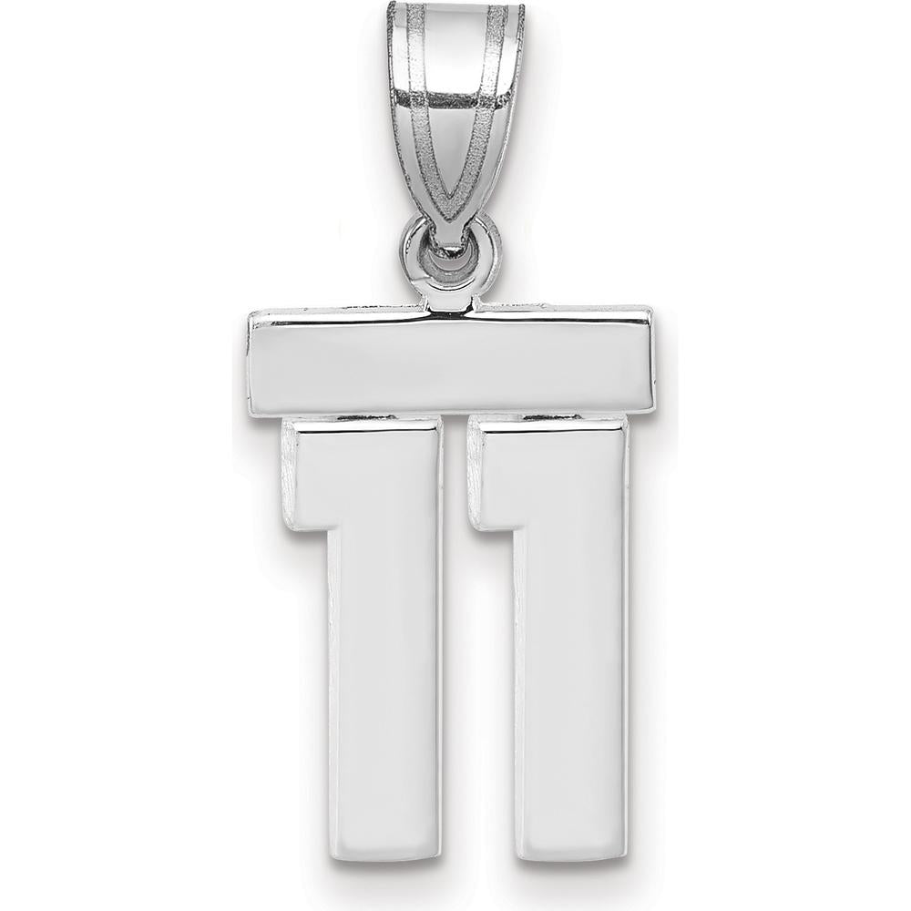 14K White Gold Small Polished Number 11 Charm Pendant by Oro Pregiato