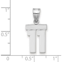 14K White Gold Small Polished Number 11 Charm Pendant by Oro Pregiato