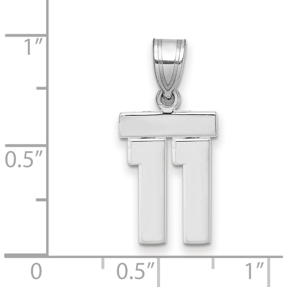 14K White Gold Small Polished Number 11 Charm Pendant by Oro Pregiato