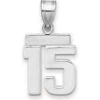 14K White Gold Small Polished Number 15 Charm Pendant by Oro Pregiato