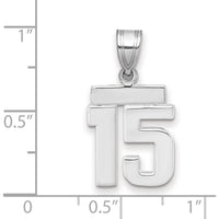 14K White Gold Small Polished Number 15 Charm Pendant by Oro Pregiato