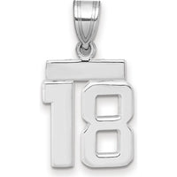 14K White Gold Small Polished Number 18 Charm by Oro Pregiato