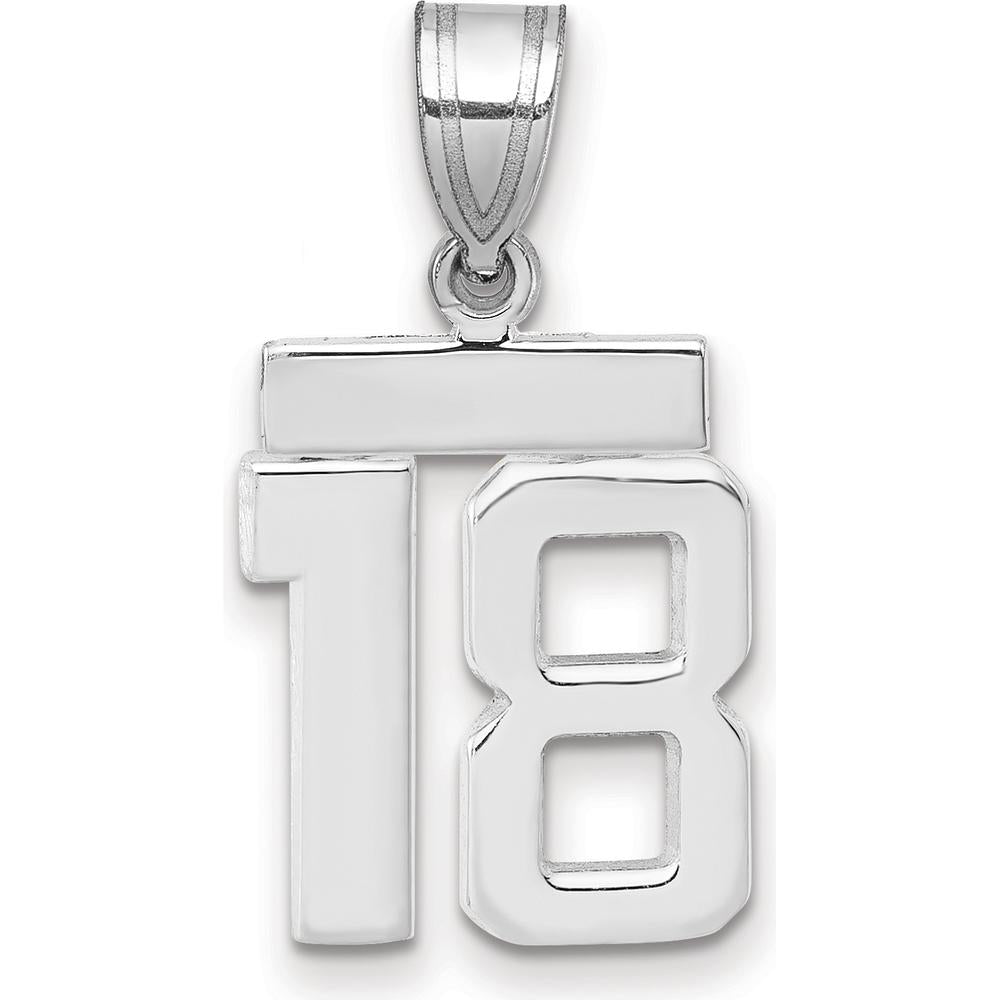 14K White Gold Small Polished Number 18 Charm by Oro Pregiato