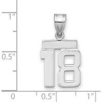 14K White Gold Small Polished Number 18 Charm by Oro Pregiato