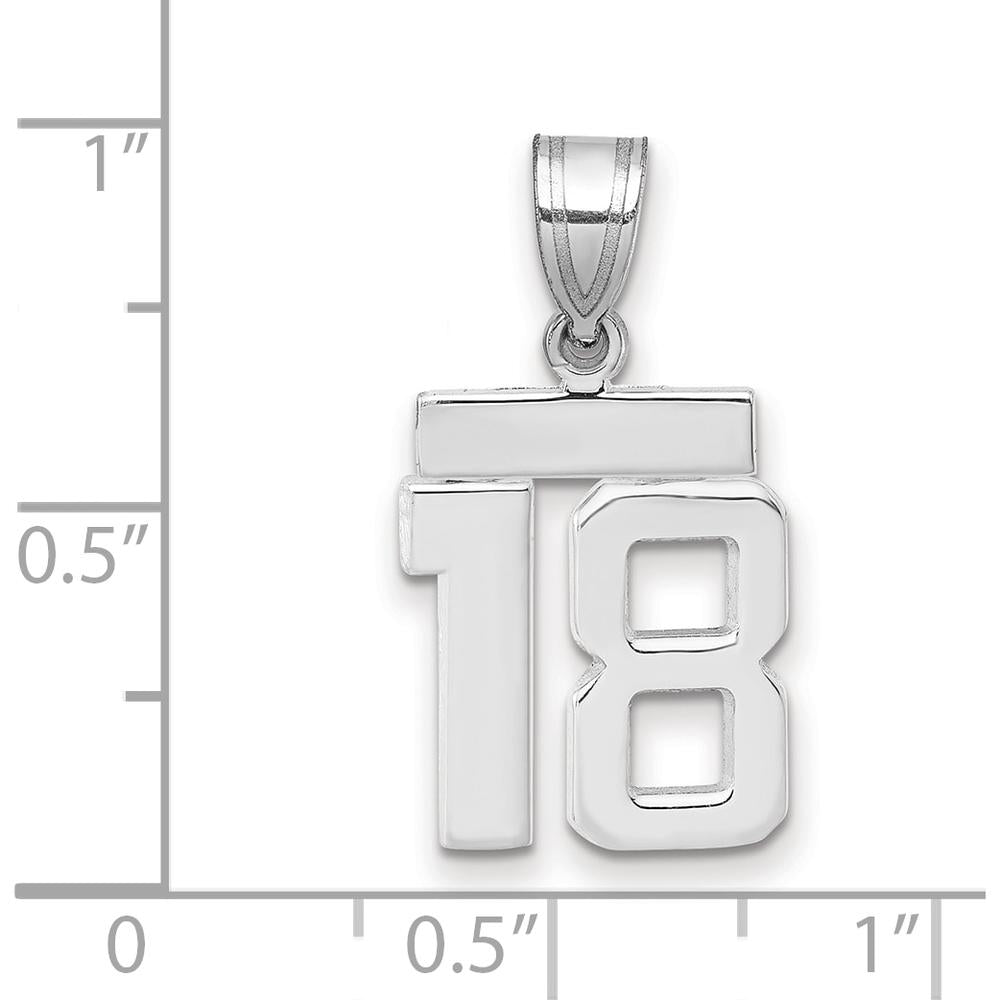 14K White Gold Small Polished Number 18 Charm by Oro Pregiato