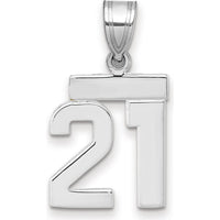 14K White Gold Small Polished Number 21 Charm Pendant by Oro Pregiato