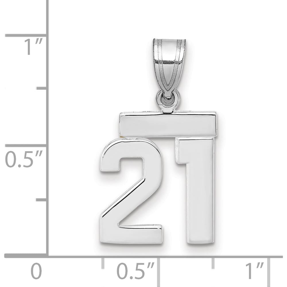 14K White Gold Small Polished Number 21 Charm Pendant by Oro Pregiato