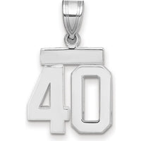 14K White Gold Small Polished Number 40 Charm Pendant by Oro Pregiato
