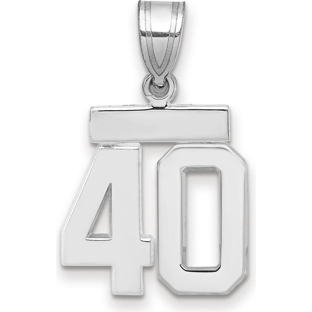 14K White Gold Small Polished Number 40 Charm Pendant by Oro Pregiato