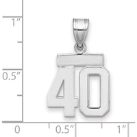 14K White Gold Small Polished Number 40 Charm Pendant by Oro Pregiato