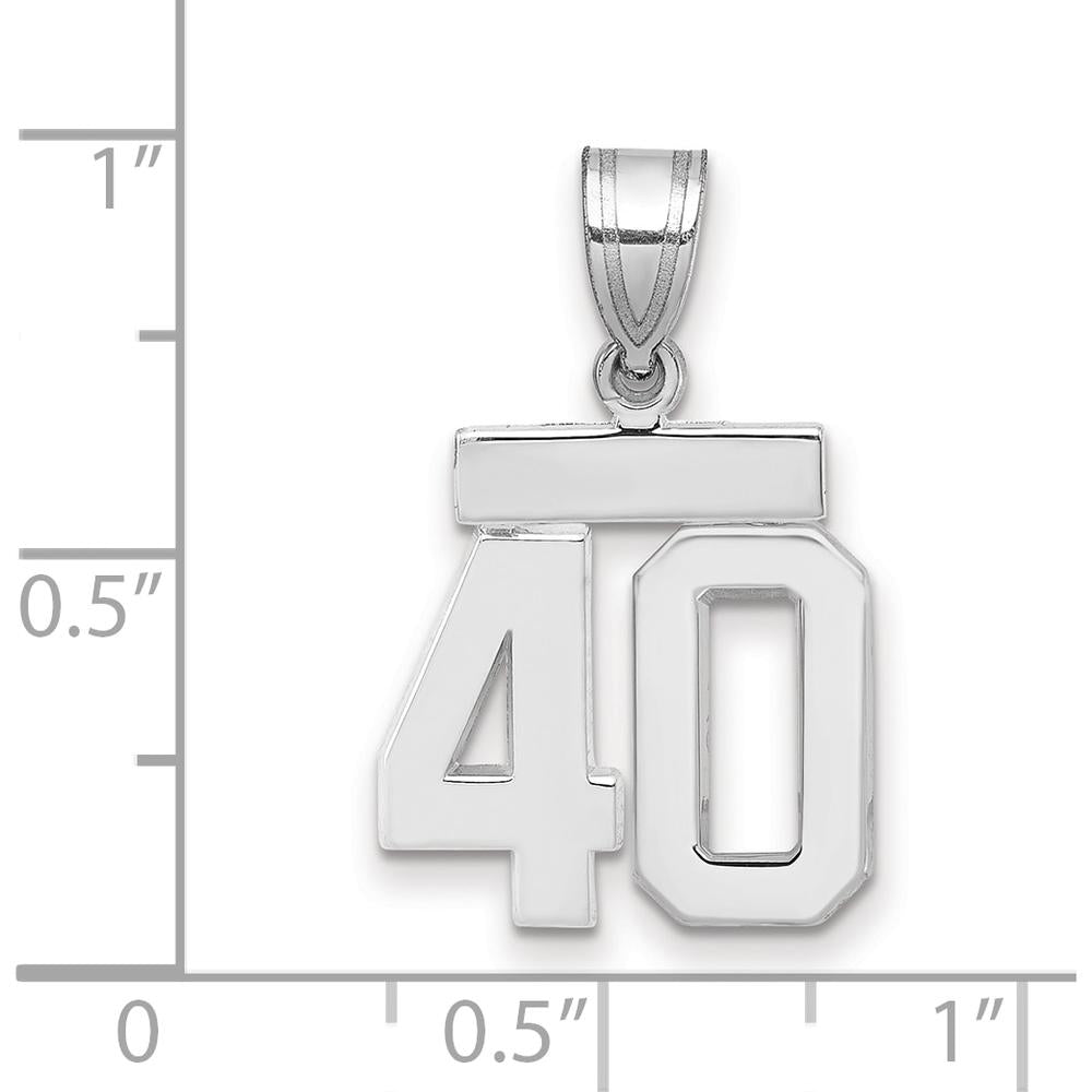 14K White Gold Small Polished Number 40 Charm Pendant by Oro Pregiato
