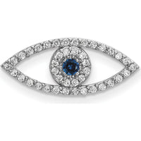 14K White Gold Small Sapphire and Diamond Evil Eye Pendant - 0.074 Carat Total Sapphire and Diamond Weight by Oro Pregiato