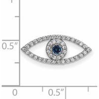 14K White Gold Small Sapphire and Diamond Evil Eye Pendant - 0.074 Carat Total Sapphire and Diamond Weight by Oro Pregiato