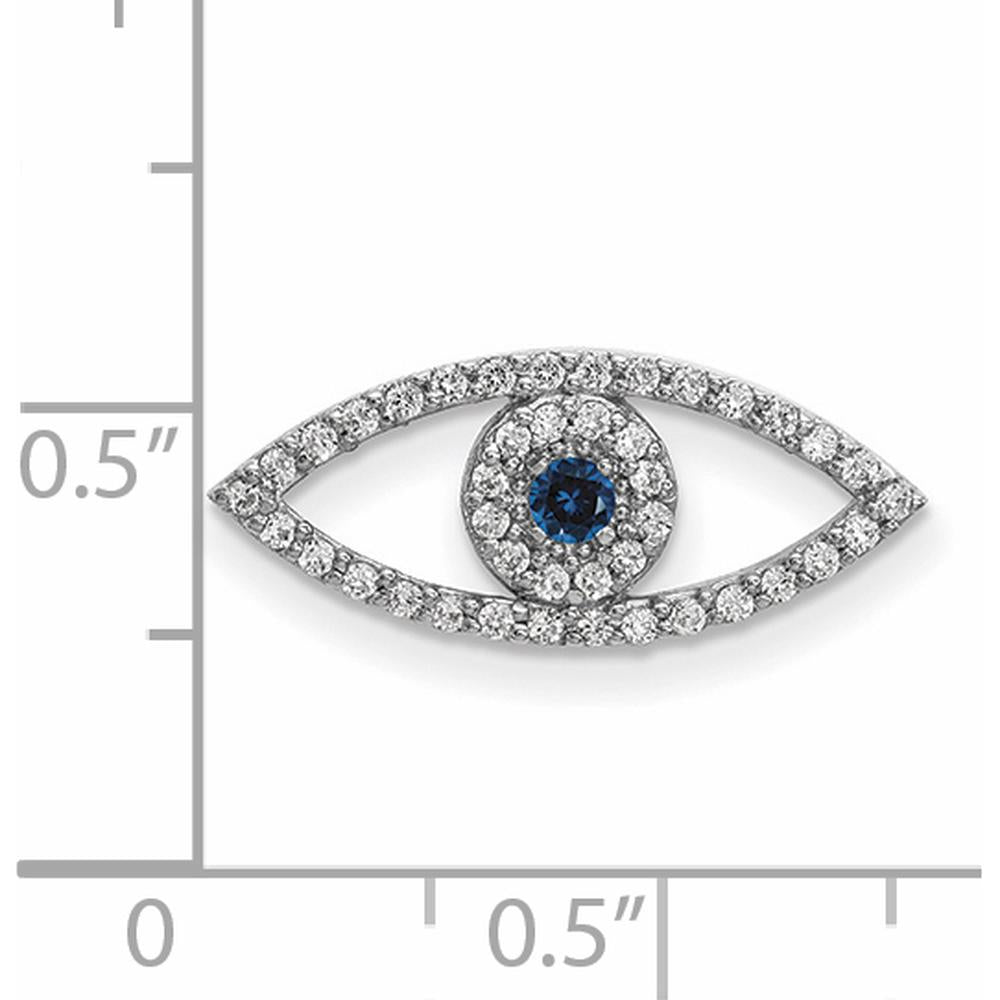 14K White Gold Small Sapphire and Diamond Evil Eye Pendant - 0.074 Carat Total Sapphire and Diamond Weight by Oro Pregiato