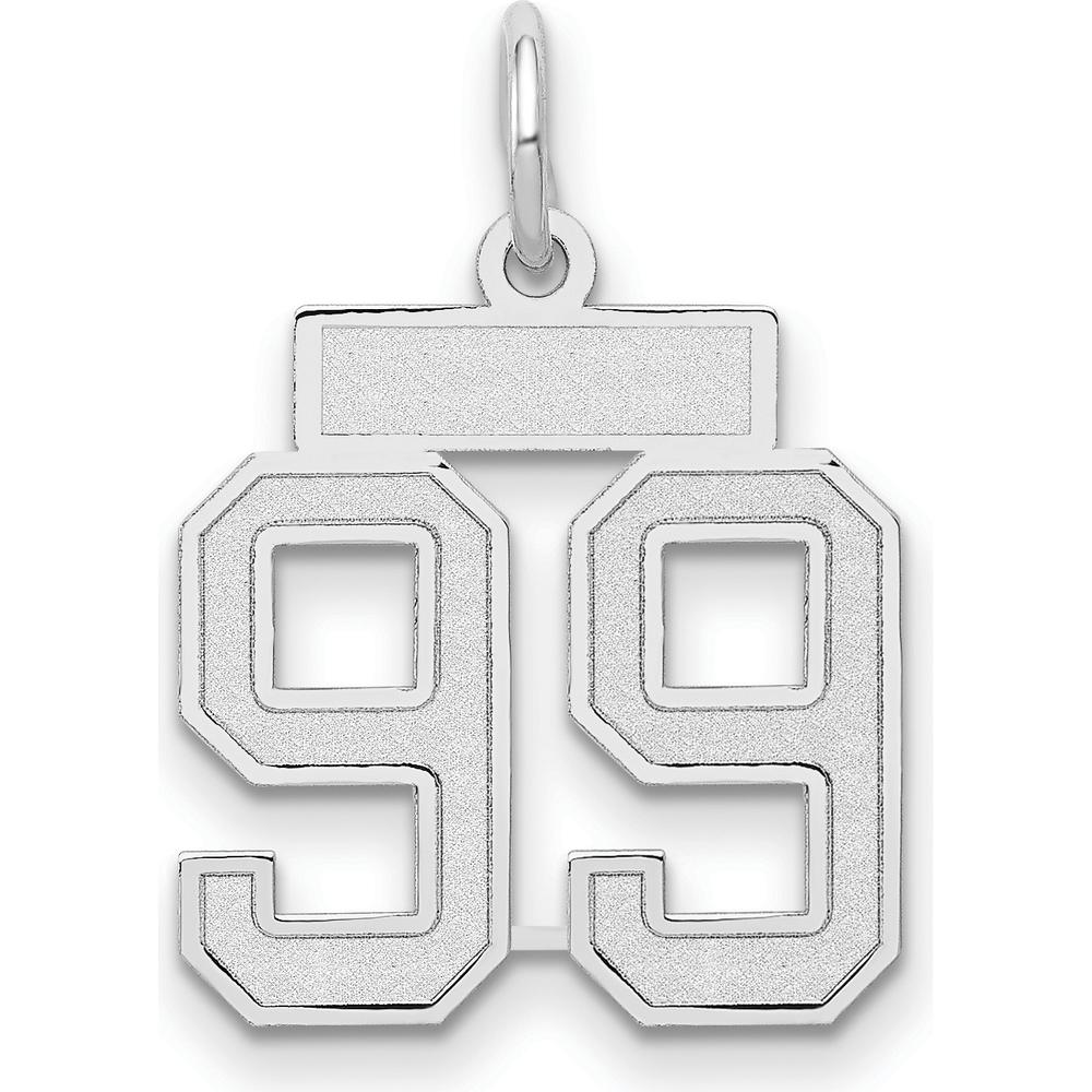 14K White Gold Small Satin Finish Number 99 Charm Pendant by Oro Pregiato