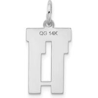 14K White Gold Small Satin Number 11 Charm Pendant with Rhodium Plating by Oro Pregiato