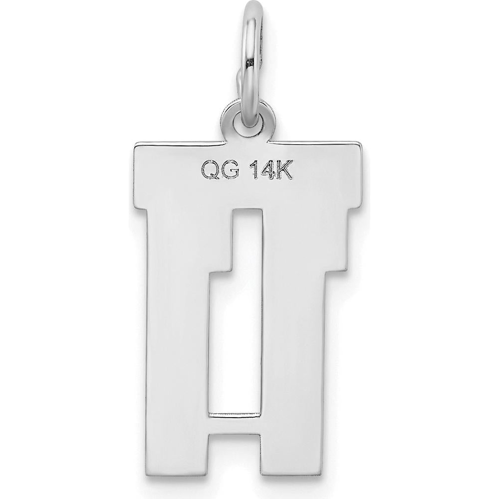 14K White Gold Small Satin Number 11 Charm Pendant with Rhodium Plating by Oro Pregiato