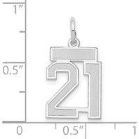 14K White Gold Small Satin Number 21 Charm with Rhodium Plating by Oro Pregiato