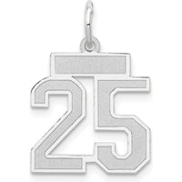14K White Gold Small Satin Number 25 Charm with Rhodium Plating by Oro Pregiato