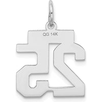14K White Gold Small Satin Number 25 Charm with Rhodium Plating by Oro Pregiato
