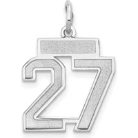 14K White Gold Small Satin Number 27 Charm with Rhodium Plating by Oro Pregiato