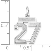 14K White Gold Small Satin Number 27 Charm with Rhodium Plating by Oro Pregiato