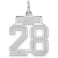 14K White Gold Small Satin Number 28 Charm with Brushed Finish by Oro Pregiato