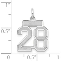 14K White Gold Small Satin Number 28 Charm with Brushed Finish by Oro Pregiato
