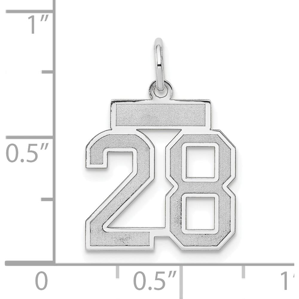 14K White Gold Small Satin Number 28 Charm with Brushed Finish by Oro Pregiato