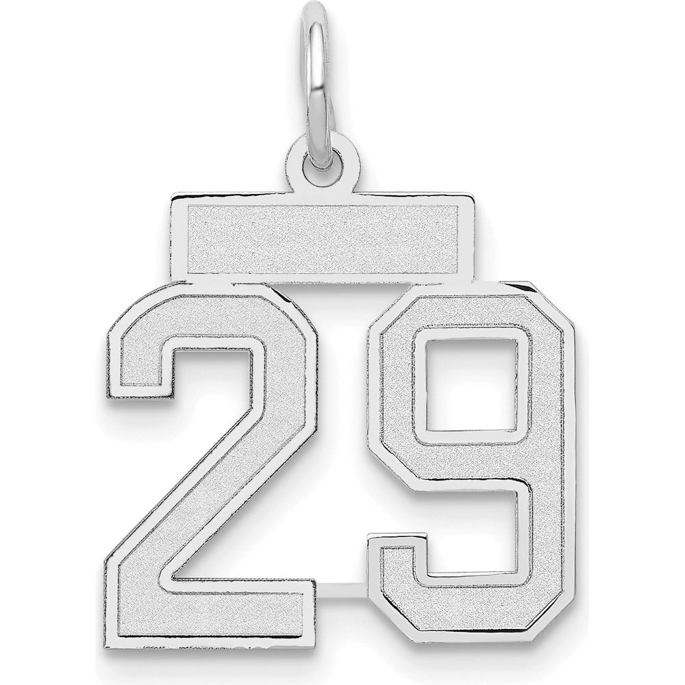 14K White Gold Small Satin Number 29 Charm with Rhodium Plating by Oro Pregiato