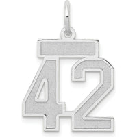 14K White Gold Small Satin Number 42 Charm Pendant by Oro Pregiato