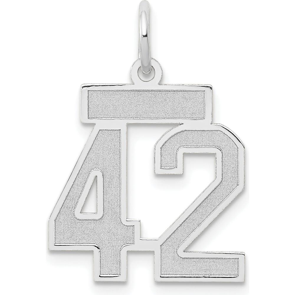 14K White Gold Small Satin Number 42 Charm Pendant by Oro Pregiato