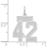 14K White Gold Small Satin Number 42 Charm Pendant by Oro Pregiato
