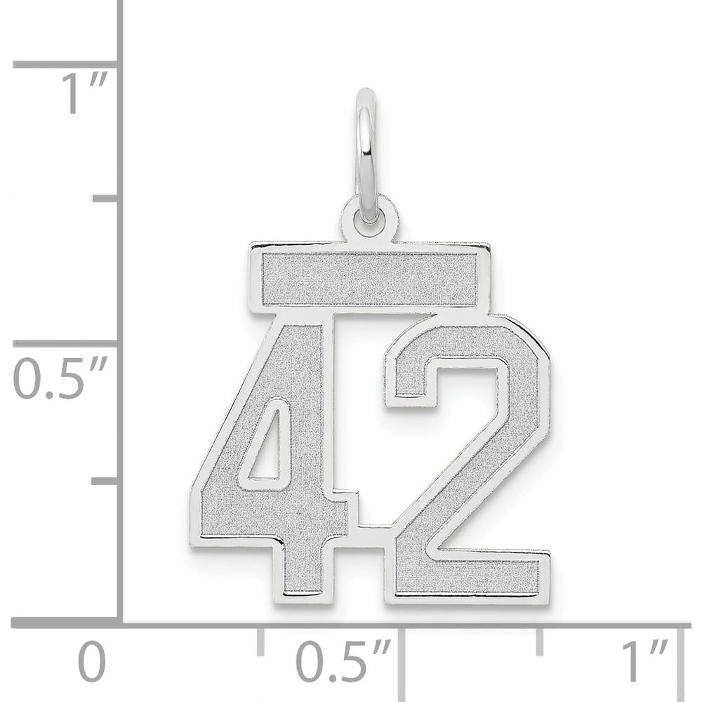 14K White Gold Small Satin Number 42 Charm Pendant by Oro Pregiato