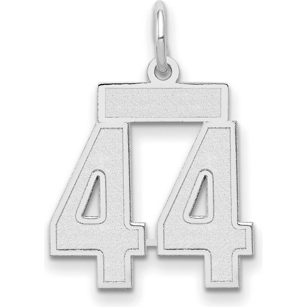 14K White Gold Small Satin Number 44 Charm with Rhodium Plating by Oro Pregiato