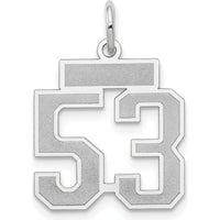 14K White Gold Small Satin Number 53 Charm - Brushed and Rhodium Plated Finish by Oro Pregiato