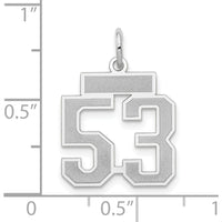 14K White Gold Small Satin Number 53 Charm - Brushed and Rhodium Plated Finish by Oro Pregiato